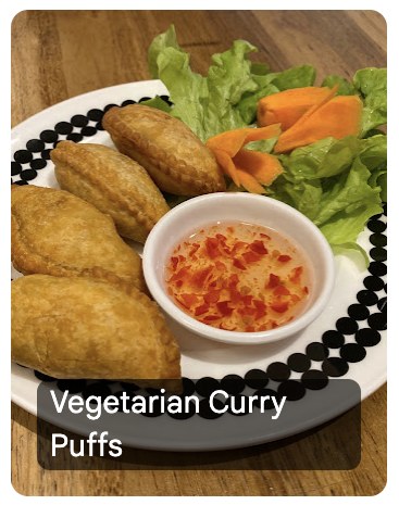 Vegetarian curry puffs with salad